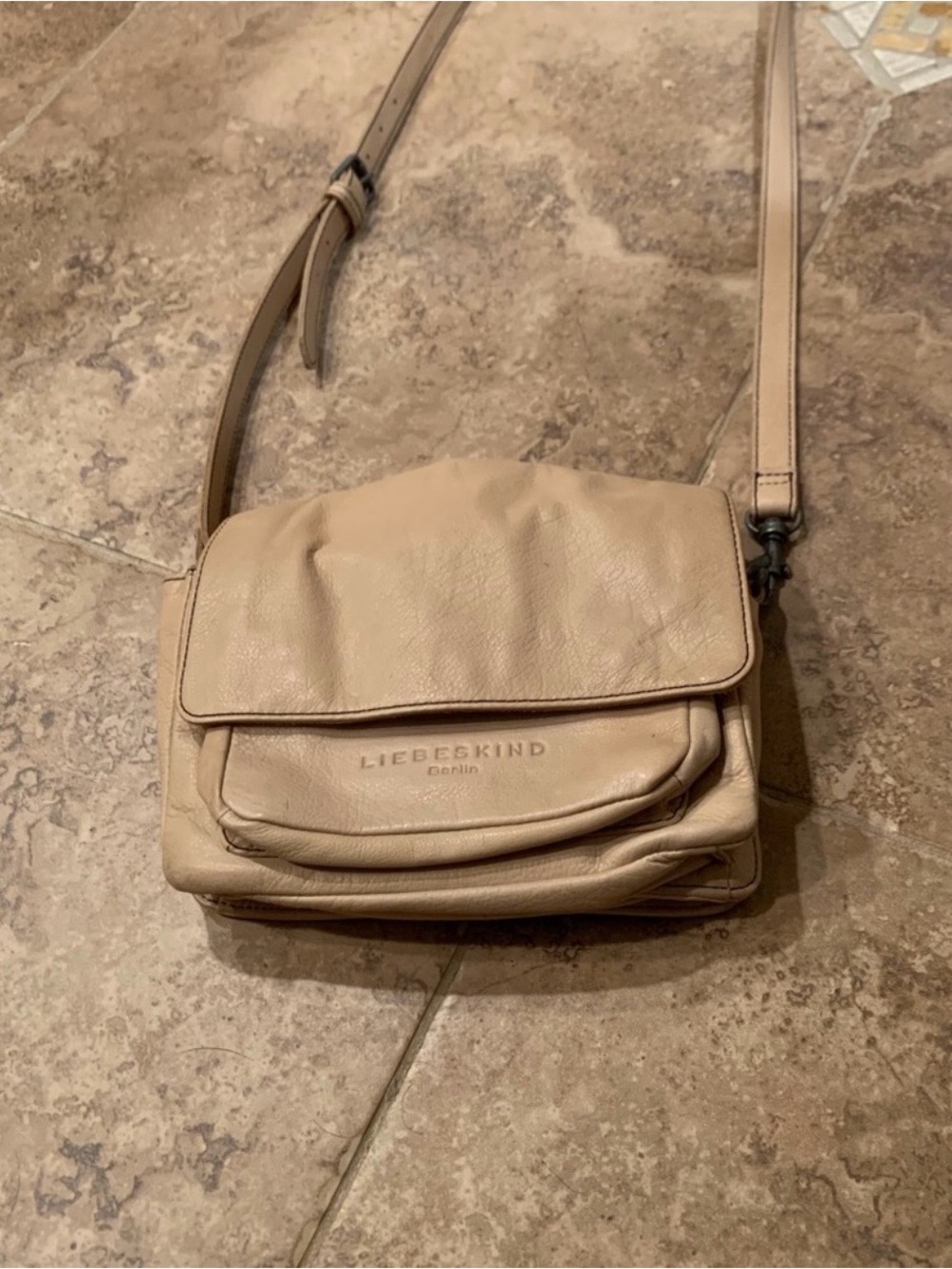Liebeskind Taupe Leather Messenger Crossbody